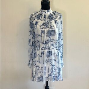 H&M Blue and White Long Sleeve Dress